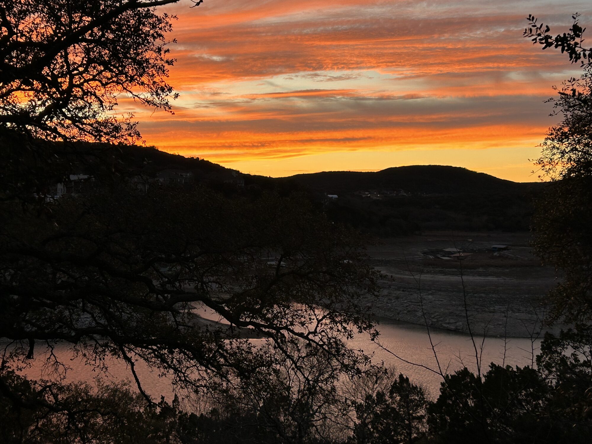 Lake Travis sunset over the property